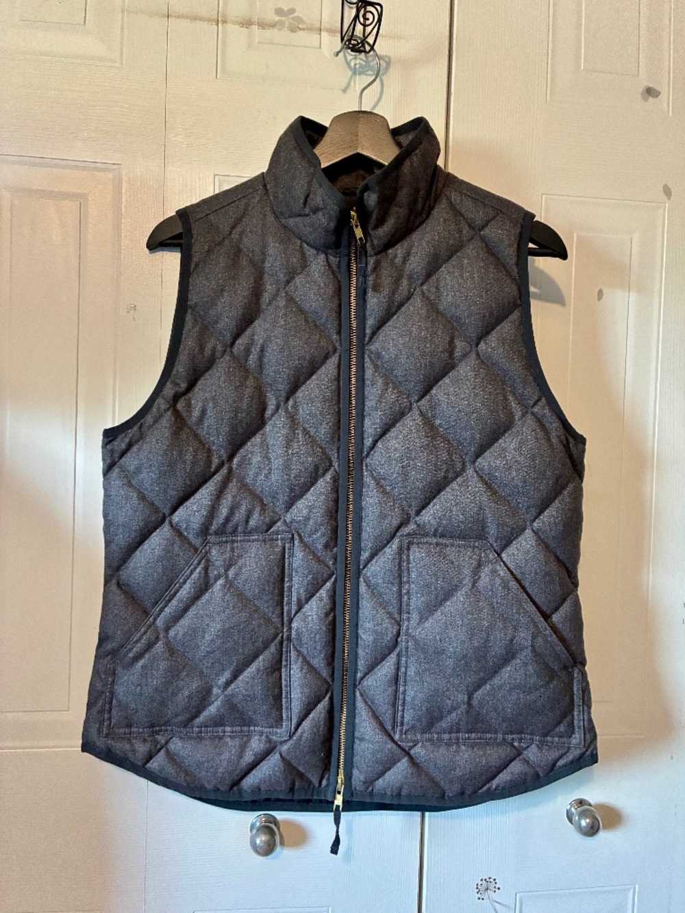 J.Crew Charcoal /Ecru Quilted Vest